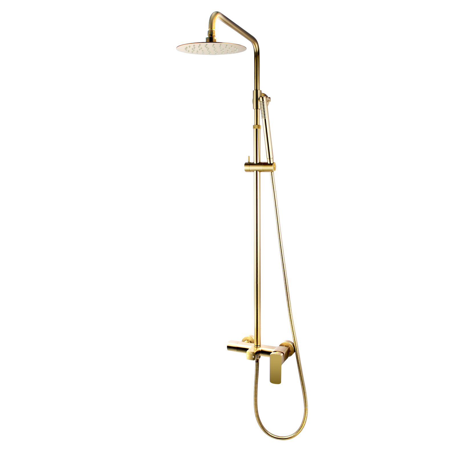 8" Round Brushed Gold Adjustable Rail Shower Station Exemplary